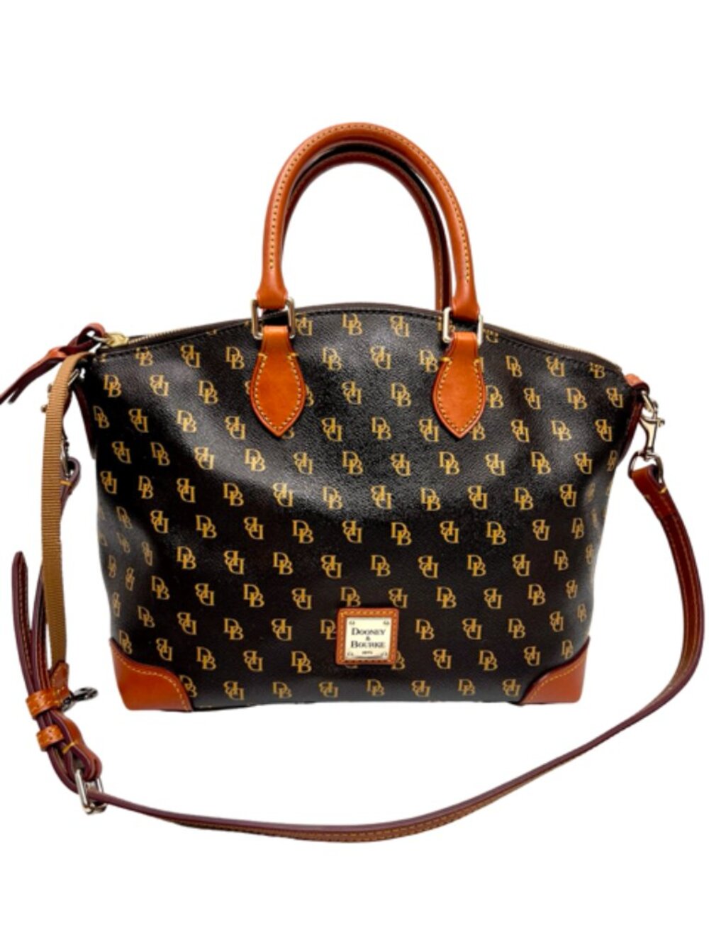 Dooney Bourke Dark Brown T’Moro DB Blakely Gretta Satchel Large Bag +Scarf(1) - Picture 9 of 16